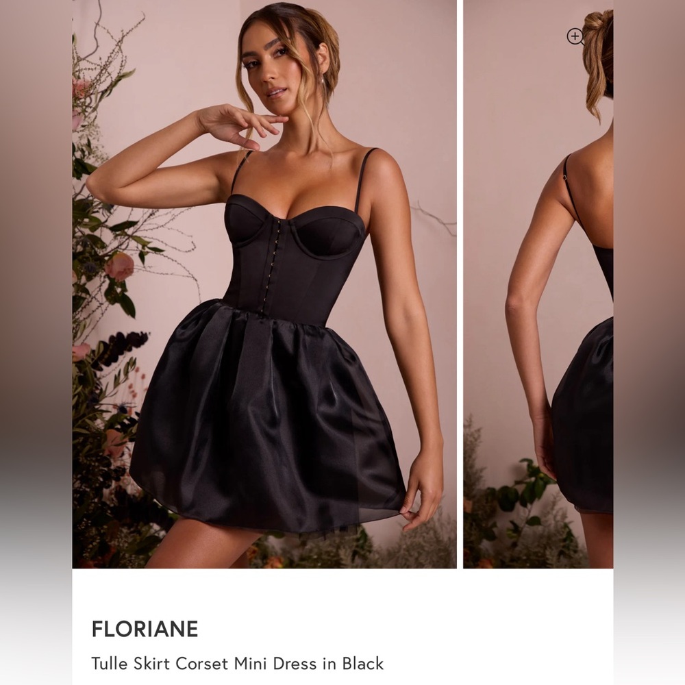 Oh Polly Black Tulle Skirt Corset Mini Dress